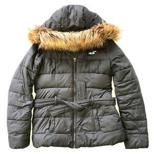 HOLLISTER Grey Puffer Parka